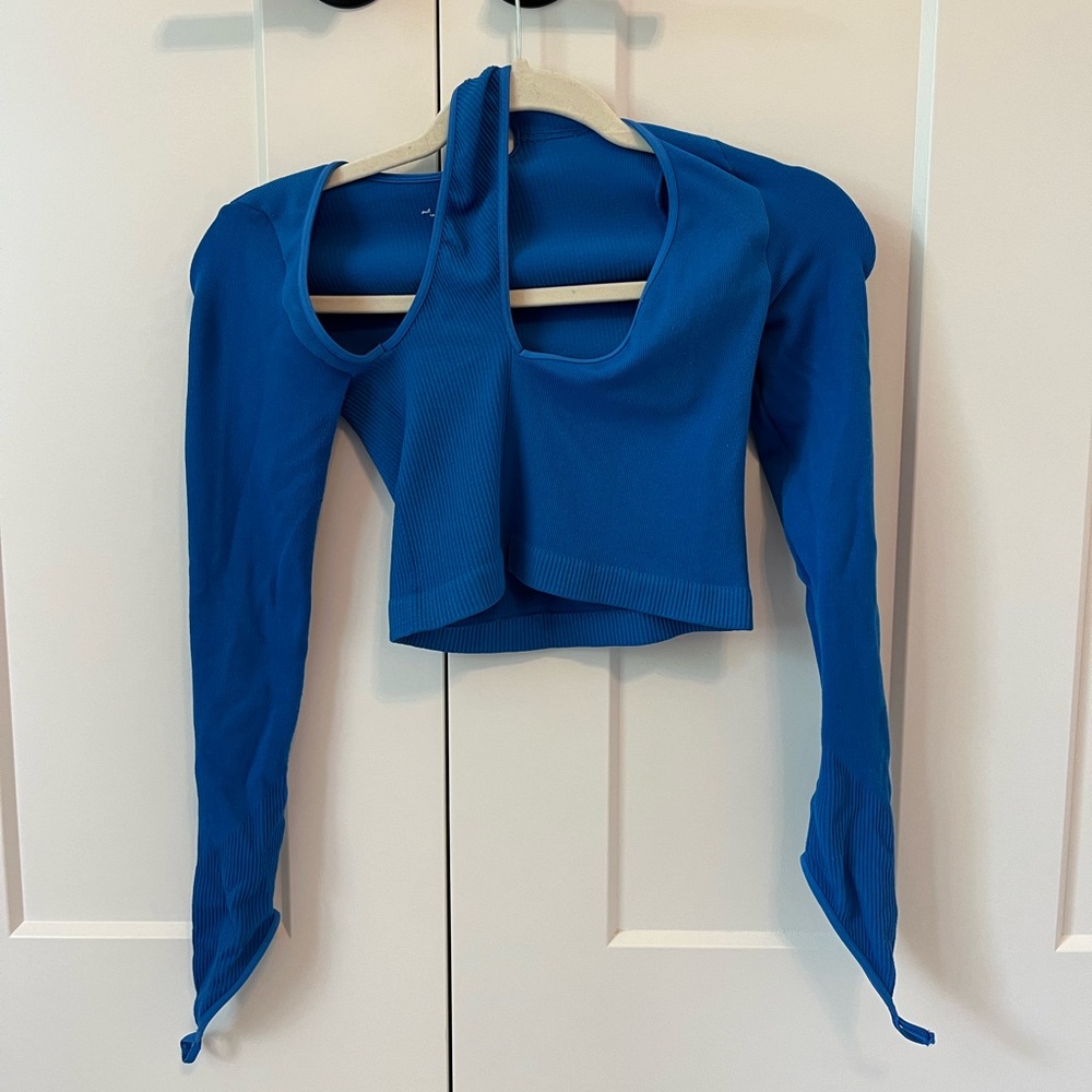 Blue Stretchy Crop Top